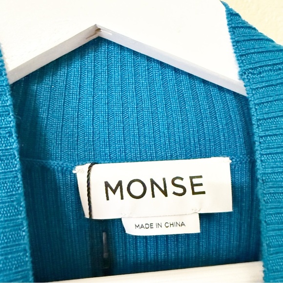 NWT MONSE Bra Short Knit Ribbed Layered Sweater Dress in Teal Blue size small - Picture 8 of 10